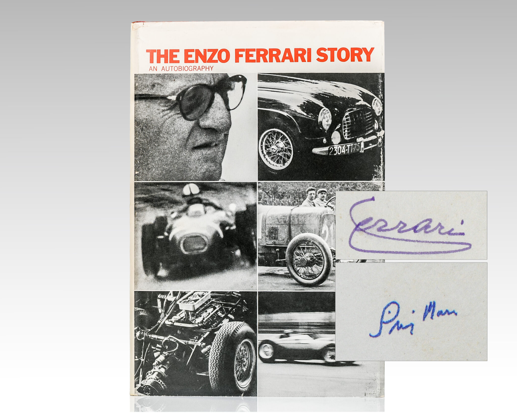 The Enzo Ferrari Story. [with] Enzo Ferrari Signed Postcard.