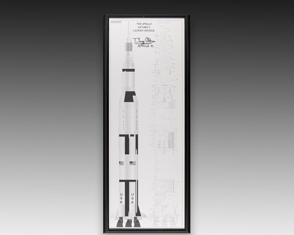 Buzz Aldrin Signed Apollo Saturn V Launch Vehicle Diagram.