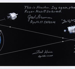 Fred Haise and Jack Lousma Signed Apollo 13 Revised Trajectory Panoramic Print.