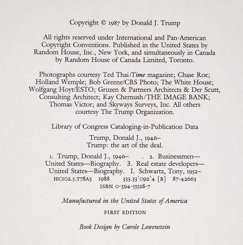 Trump: The Art of the Deal.