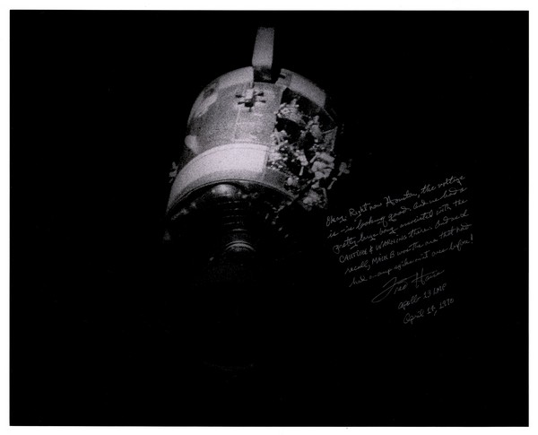 Fred Haise Signed Apollo 13 Module Oversized Photograph. - Image 4