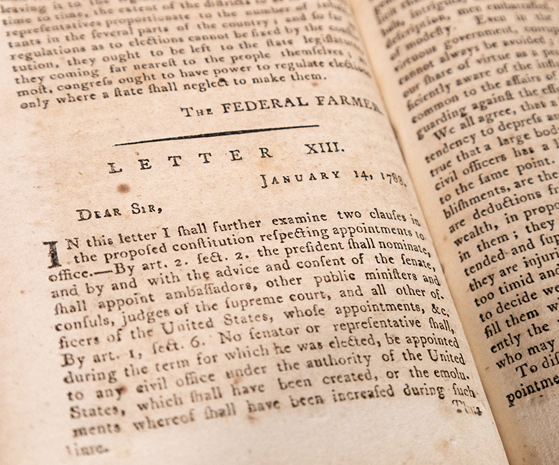 Observations Leading to a Fair Examination of the System of Government, Proposed by the Late Convention; and to Several Essential and Necessary Alterations in it. In a Number of Letters from the Federal Farmer to the Republican.