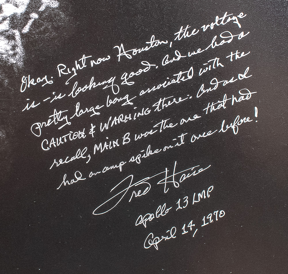 Fred Haise Signed Apollo 13 Module Oversized Photograph.