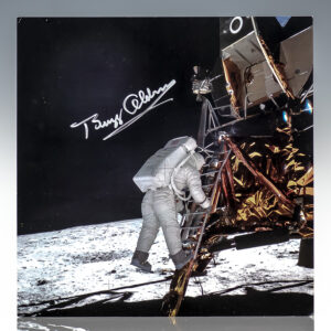 Buzz Aldrin Signed Photograph of Descent Onto Lunar Surface.