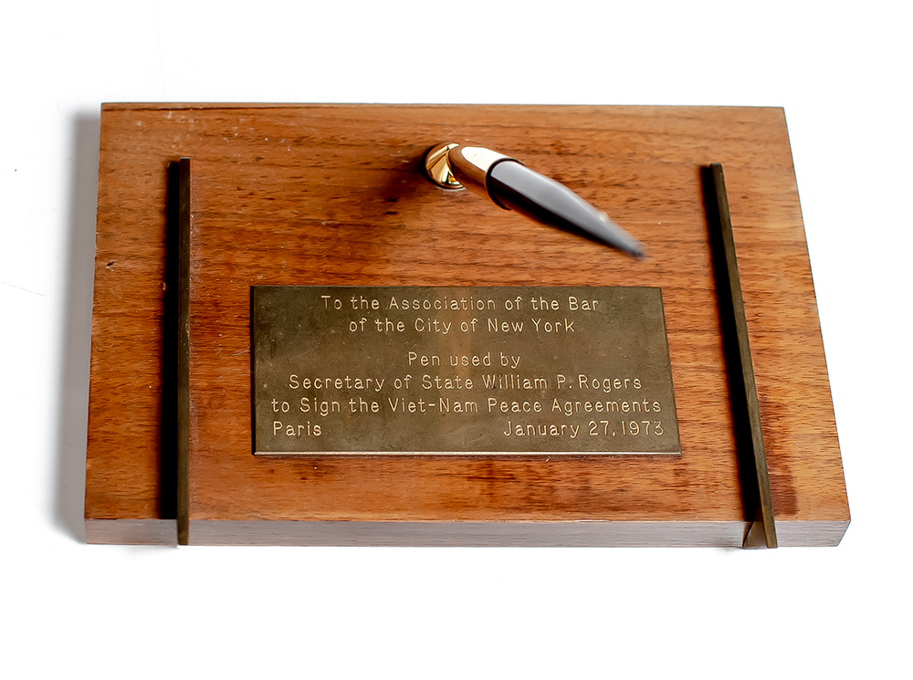 Secretary of State William P. Rogers’ Pen Used to Sign the Vietnam Peace Agreement.