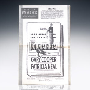 The Fountainhead Warner Brothers Pictures Original 1949 Promotional Material Collection.