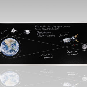 Fred Haise and Jack Lousma Signed Apollo 13 Revised Trajectory Panoramic Print.