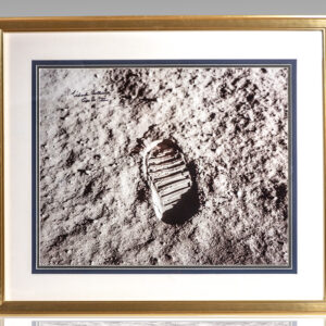 Michael Collins Signed Buzz Aldrin Moon Footprint Oversized Photograph.