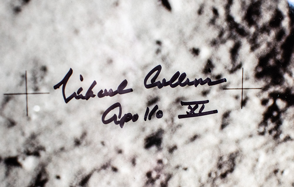 Michael Collins Signed Buzz Aldrin Moon Footprint Oversized Photograph.
