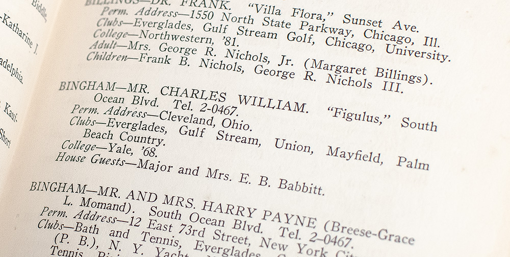 Social Index of Winter Residents and Visitors to Palm Beach and Other Florida Resorts 1928.