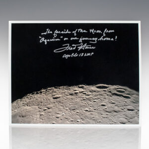 Fred Haise Signed Aquarius Moon Photograph.