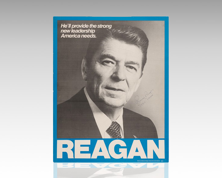 Ronald and Nancy Reagan Signed 1980 Campaign Poster.