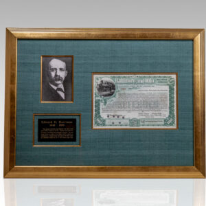 Edward Henry Harriman Signed Stock Certificate for the Baltimore and Ohio Railroad Company.