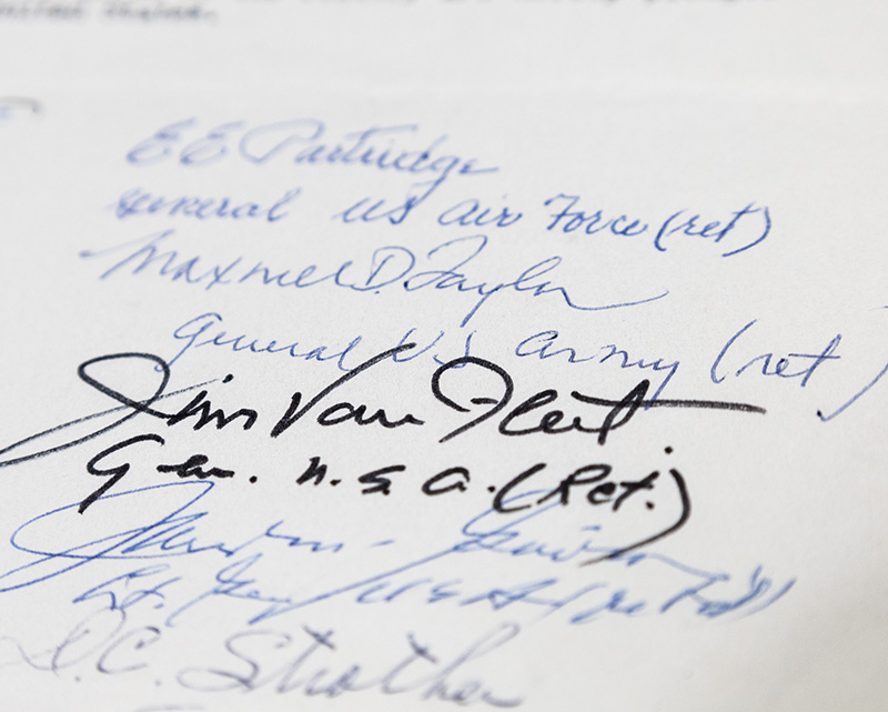 Souvenir Typescript of the "Declaration of War on Germany December 11, 1941" Signed by Eleven World War II Generals.