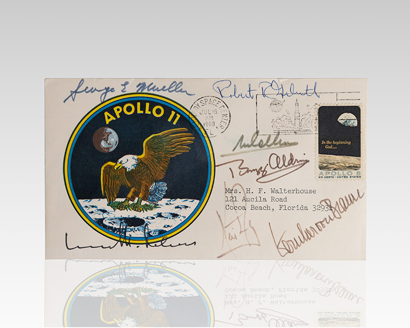 Apollo 11 Crew, Werner Von Braun, George Mueller, Robert Gilruth, and Dr. Kurt Debus Signed Apollo 11 Launch Day Cover.