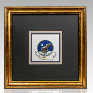 Neil Armstrong, Buzz Aldrin and Michael Collins Signed Apollo 11 Beta Cloth Swatch.