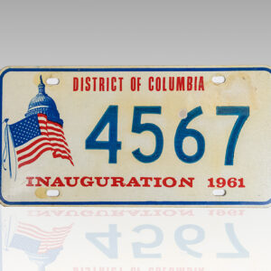 John F. Kennedy Inauguration Government Issued License Plate. [with] 1961 Official Inaugural Program.
