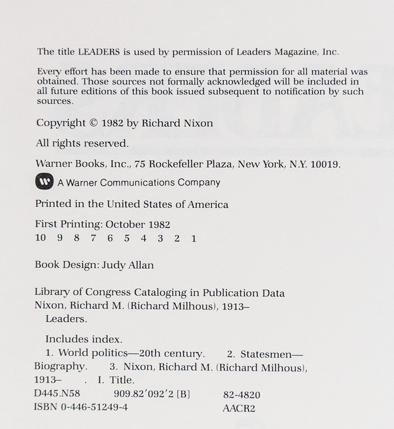 Leaders: Profiles and Reminisces of Men Who Have Shaped the Modern World.