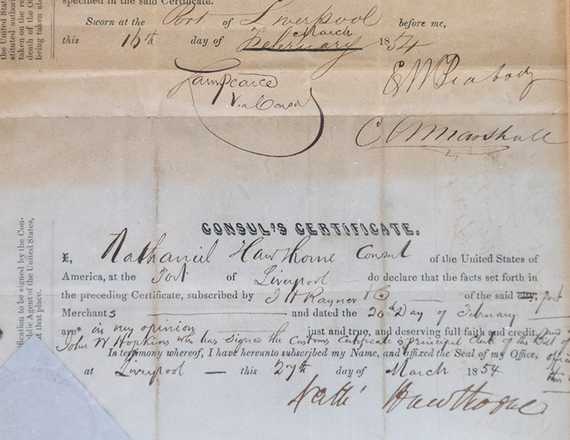 Nathaniel Hawthorne Signed Document.