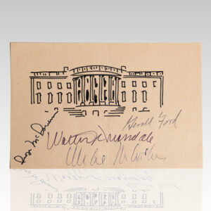 Gerald Ford, Walter Mondale, George McGovern and Michael Dukakis Signed White House Sketch.