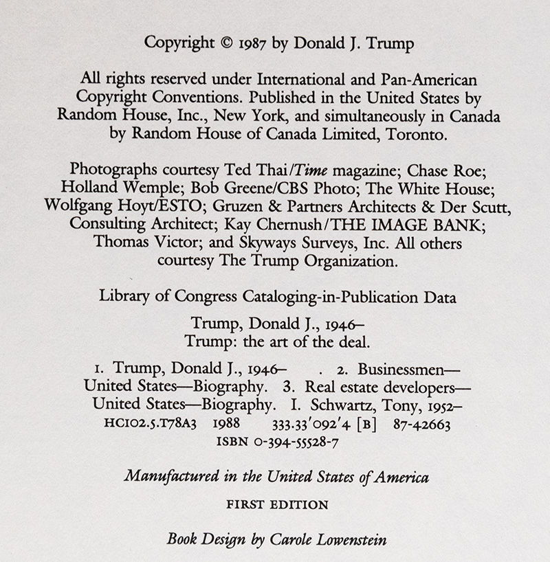 Trump: The Art of the Deal.