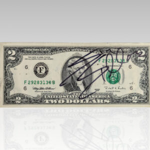 Sylvester Stallone Signed Two Dollar Bill.