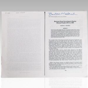 The Journal of Finance: Returns from Investing in Equity Mutual Funds 1971 to 1991.