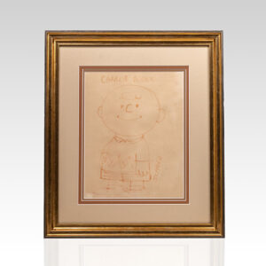Charles Schulz Signed Charlie Brown Drawing.