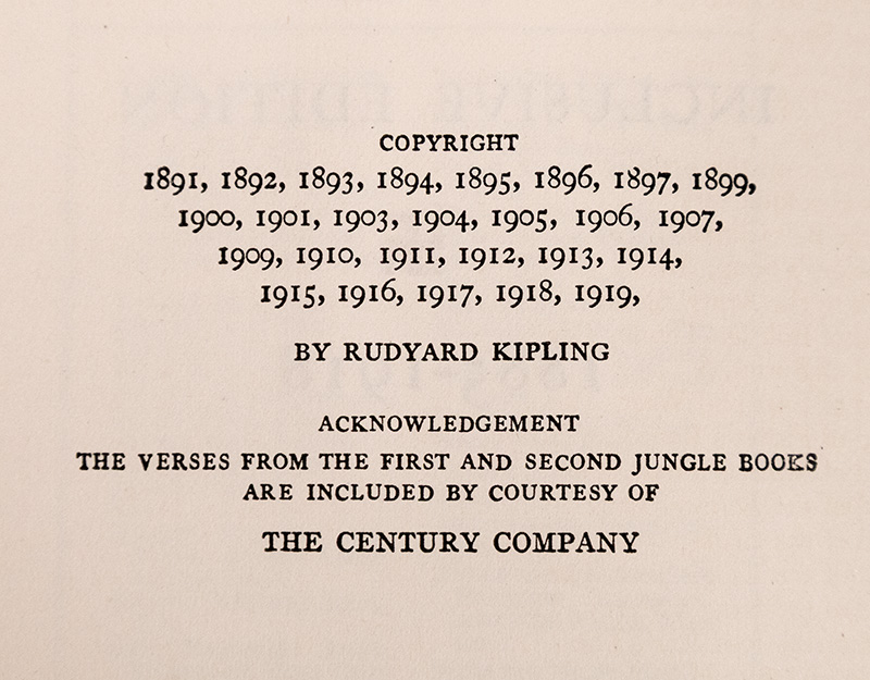 Rudyard Kipling's Verse: Inclusive Edition 1885-1918.