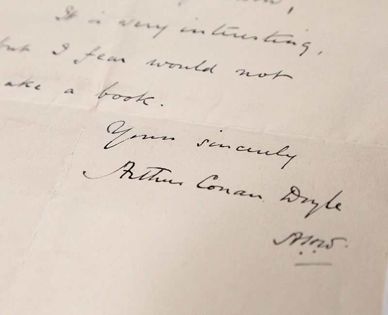 Arthur Conan Doyle Autograph Note Signed.