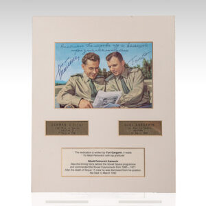 Yuri Gagarin and Gherman Titov Signed Postcard.