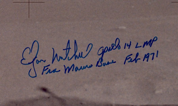 Edgar Mitchell Signed Apollo 14 Landing Site Oversized Photograph. - Image 2